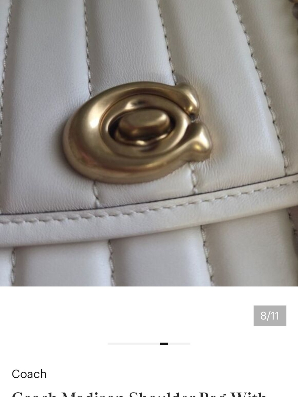Coach Madison Quilted Leather Shoulder Bag Brass/Chalk - Picture 5 of 7